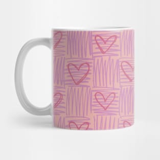 Pastel checkered pink heart pattern Mug